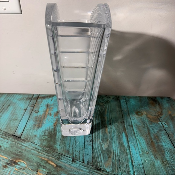 70s Art Deco Style Fluted Fan Shaped Heavy Crystal Vase French Art Vannes Style - Picture 6 of 13